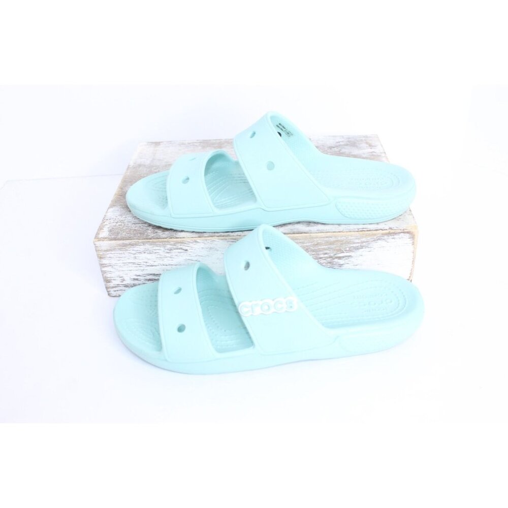 CROCS Women's Mint Green Dual Strap Slide Sandals - Picture 3 of 9
